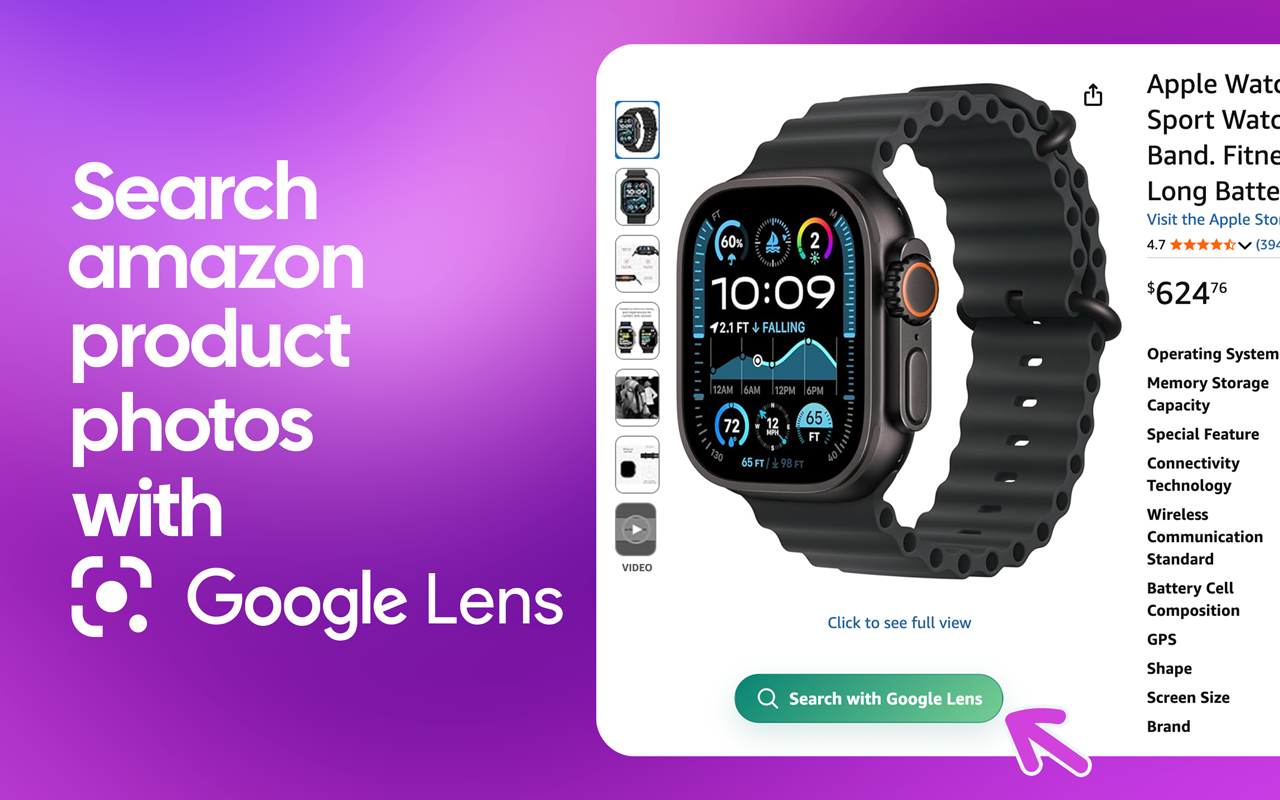 Amazon integration — visual search on product pages across 21 regions